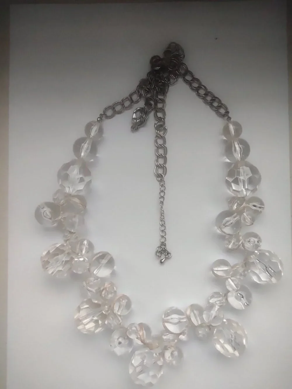 Vintage Clear Crystal Beaded Statement Necklace 15” Bridal Glam